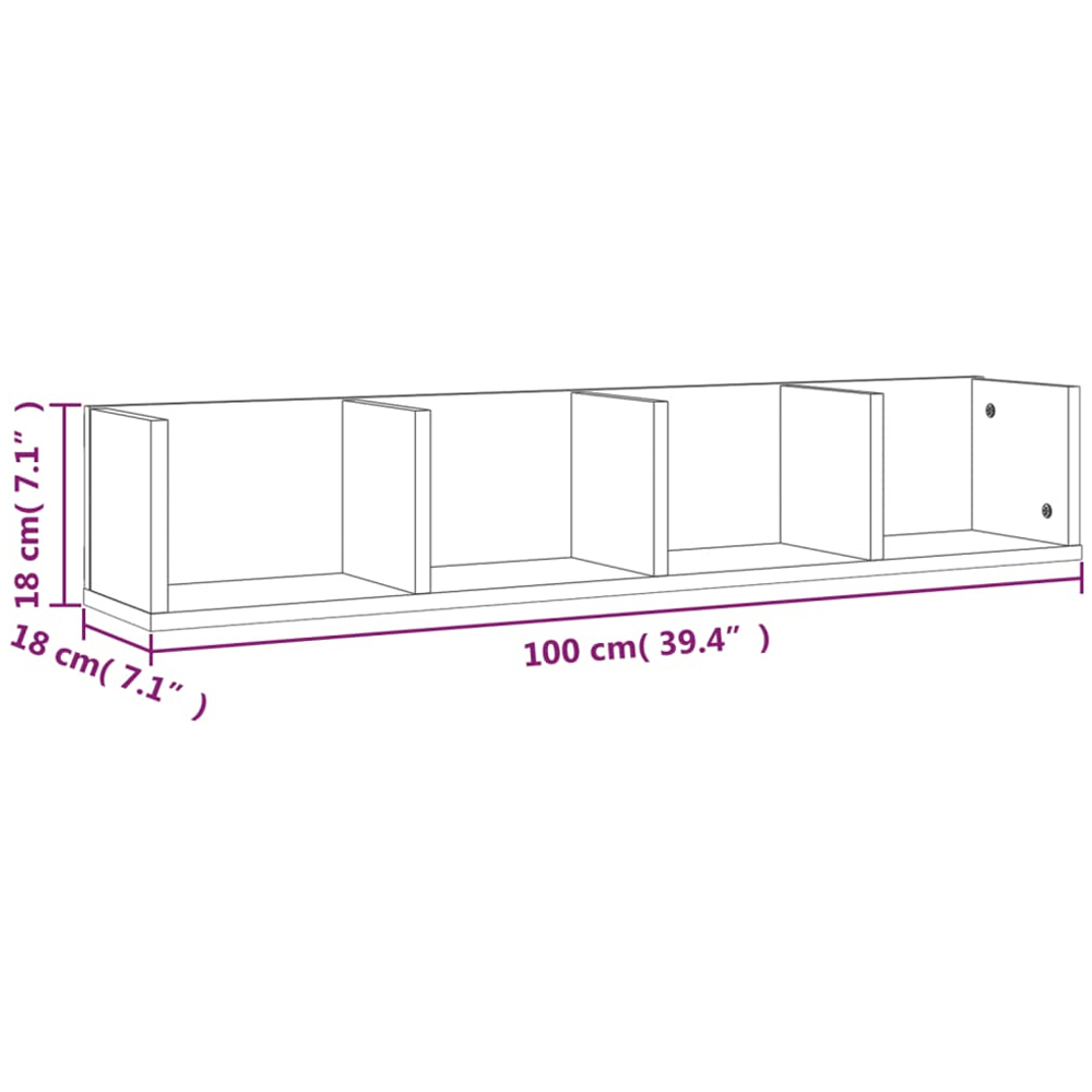 vidaXL 4 Shelf Brown Wall Shelf Image 6