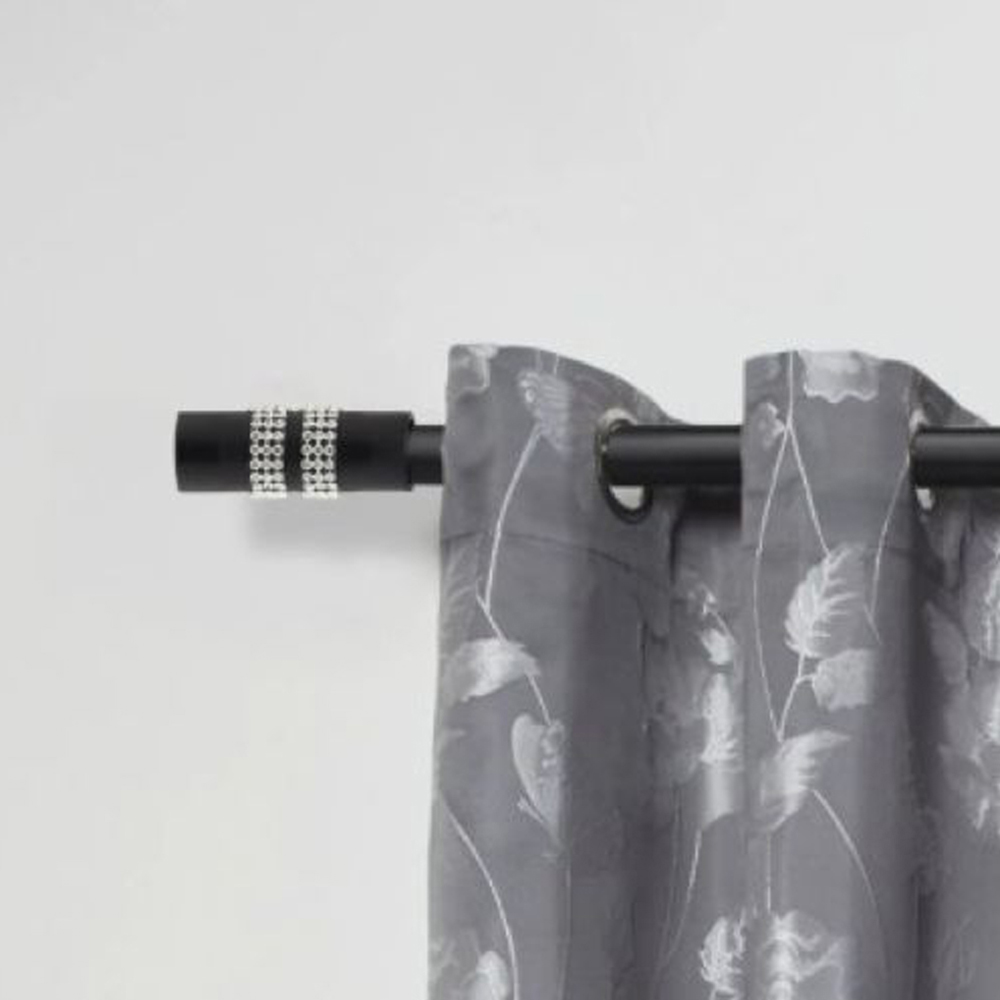 New Edge Blinds Sparkle 160-300cm Extendable Black Eyelet Metal Curtain Pole Set Image 2