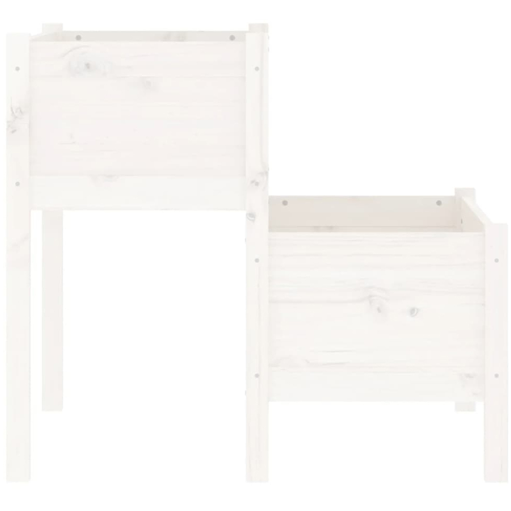 vidaXL 2-Tier White Solid Pine Wood Garden Planter 75 x 84 x 84.5cm Image 4