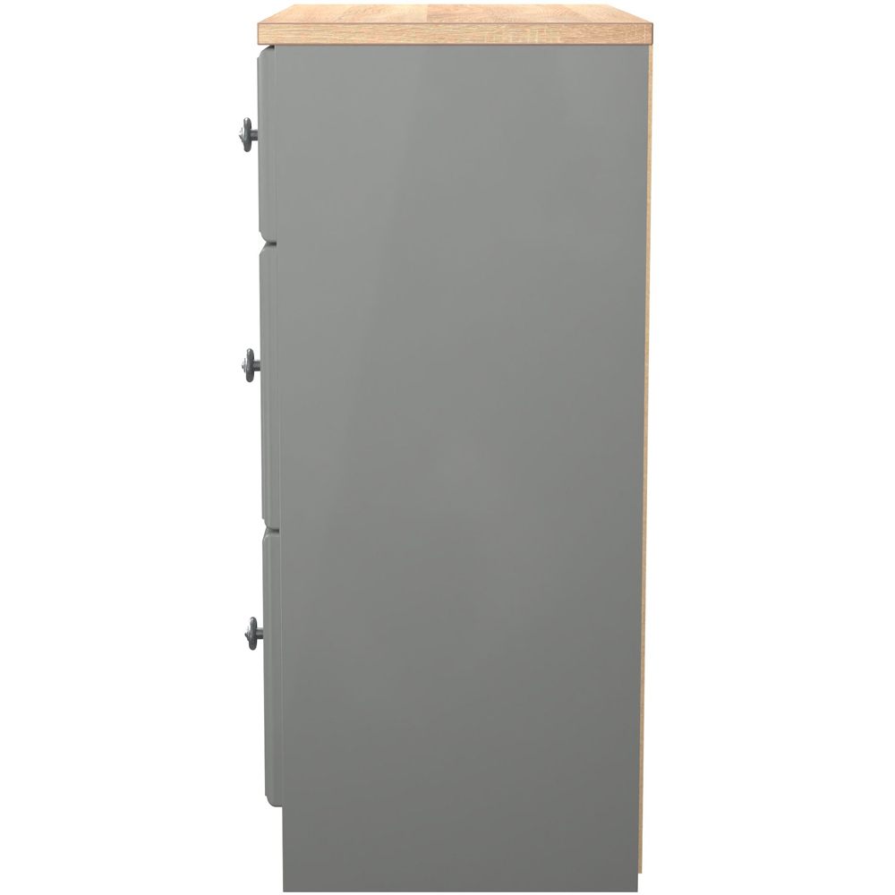 Crowndale Norfolk 3 Drawer Dusk Grey and Bardolino Oak Deep Chest of Drawers Ready Assembled Image 4