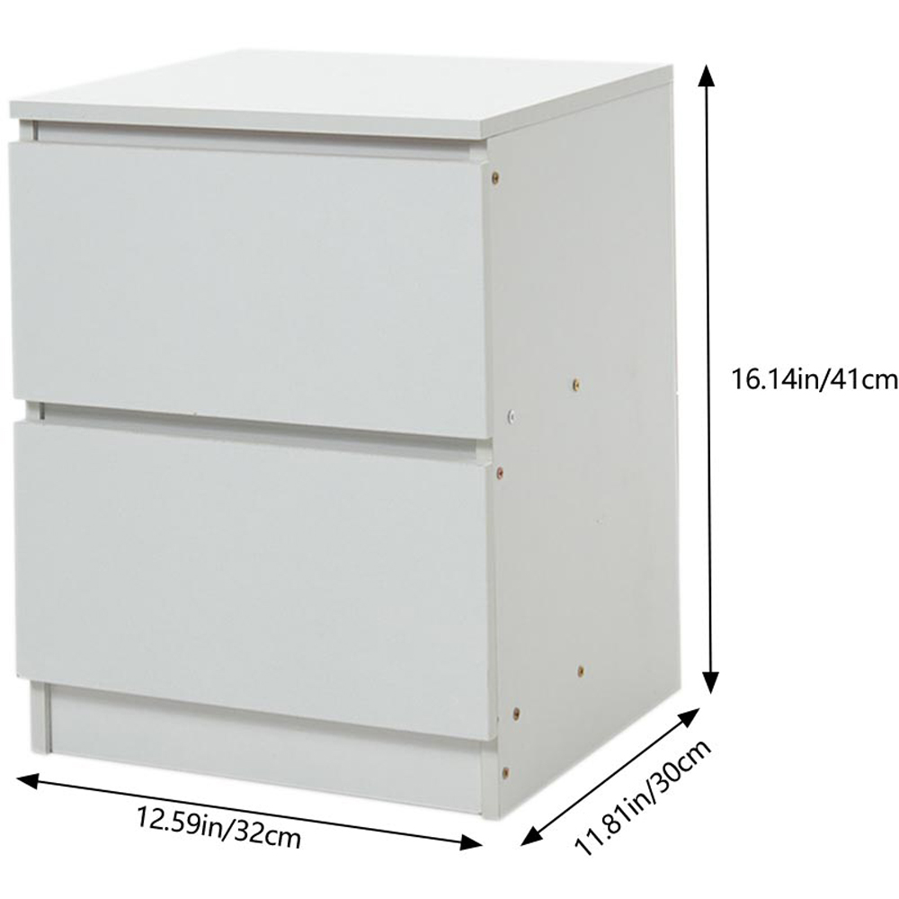 Living and Home 2 Drawer Warm White Bedside Table Image 9