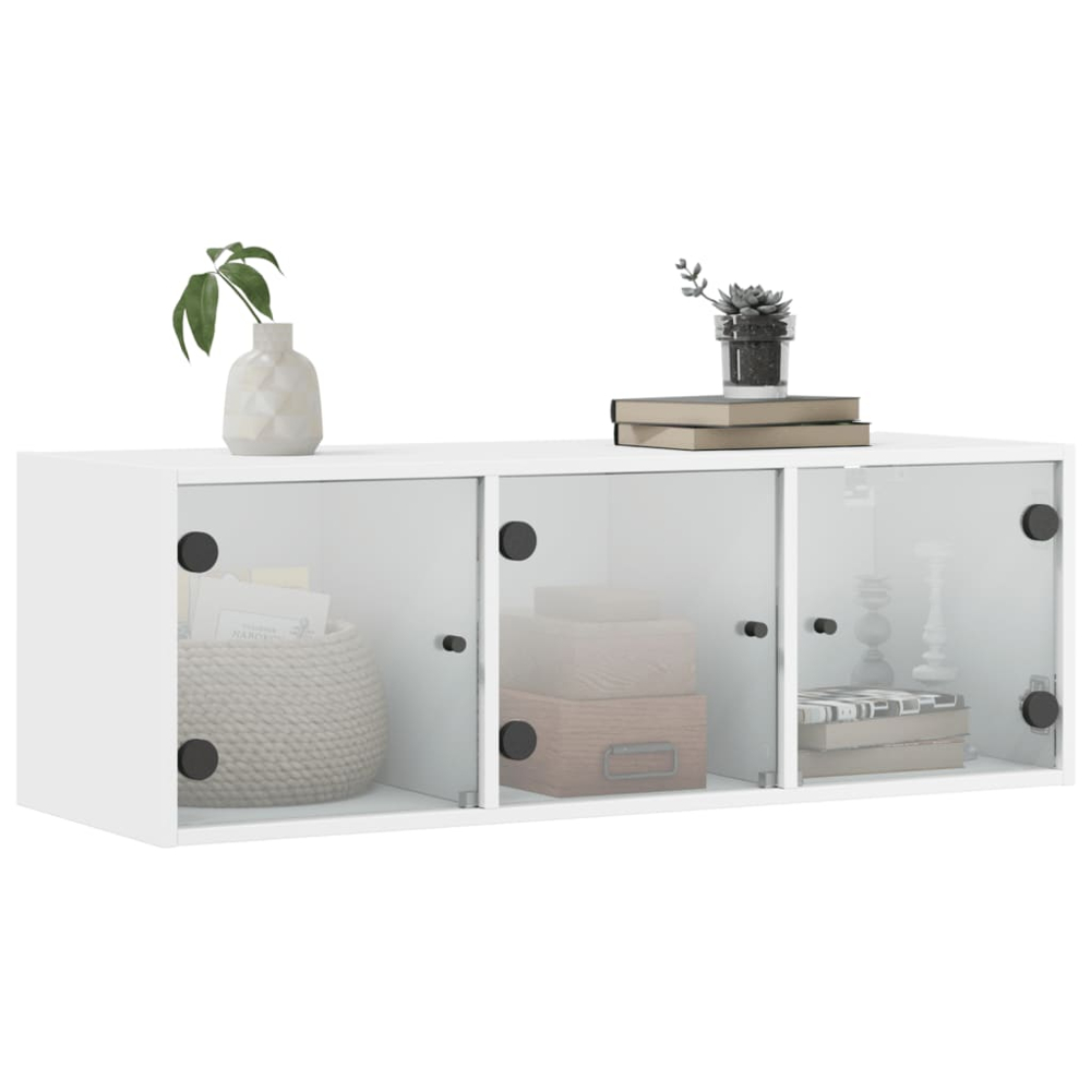 vidaXL 3 Door White Glass Wall Cabinet Image 4