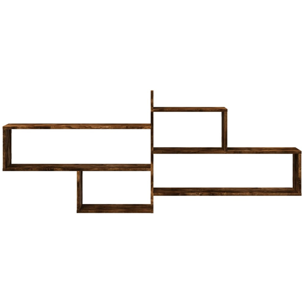 vidaXL 7 Shelf Smoked Oak Wall Shelf Image 3