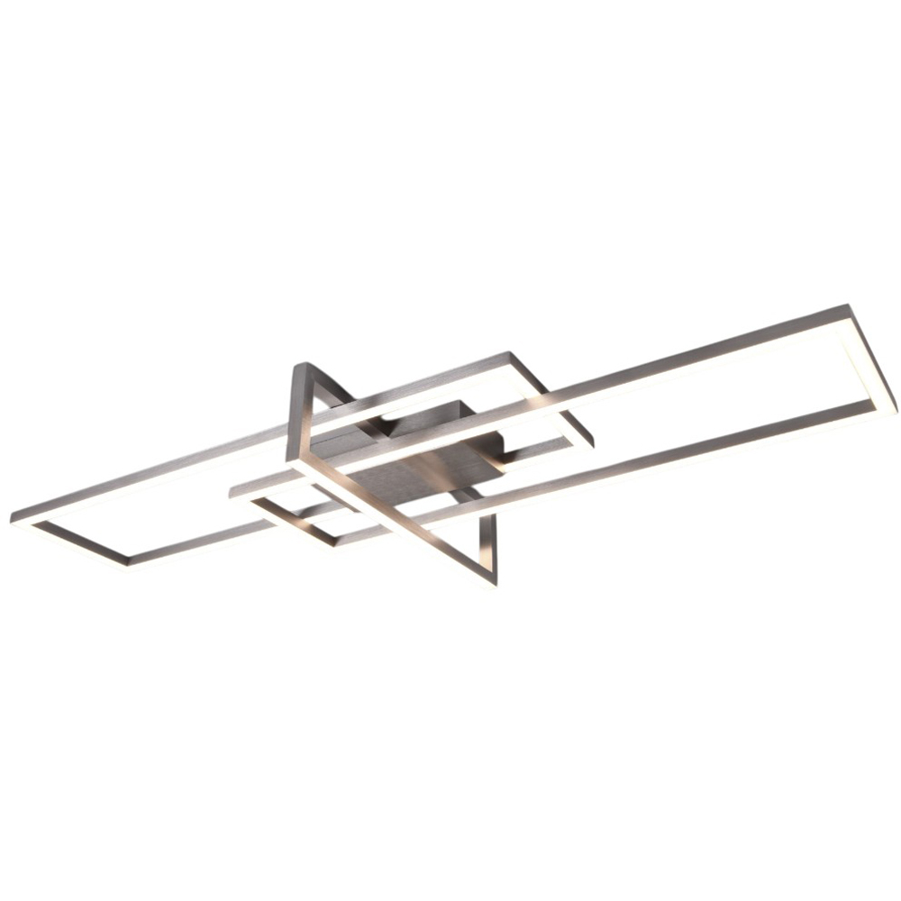 TRIO Salinas Matt Nickel Rectangular LED Ceiling Light Image 1