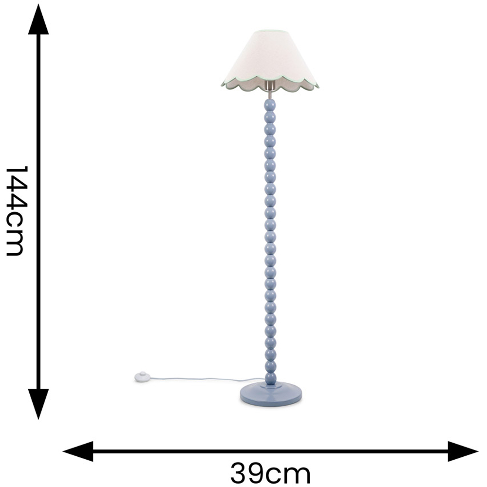 ValueLights Bobbins Green Scallop Shade Powder Blue LED Floor Lamp Image 6