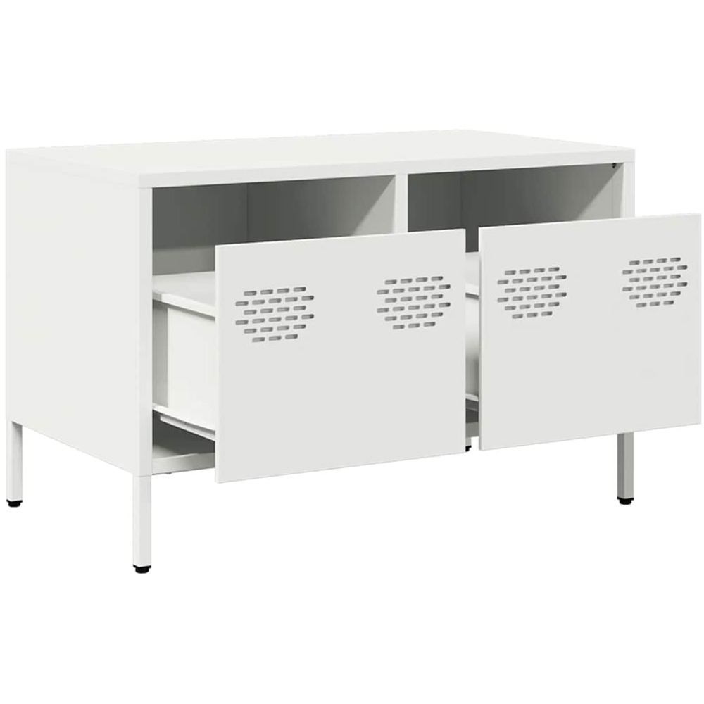vidaXL 2 Drawer White Steel TV Cabinet Image 4