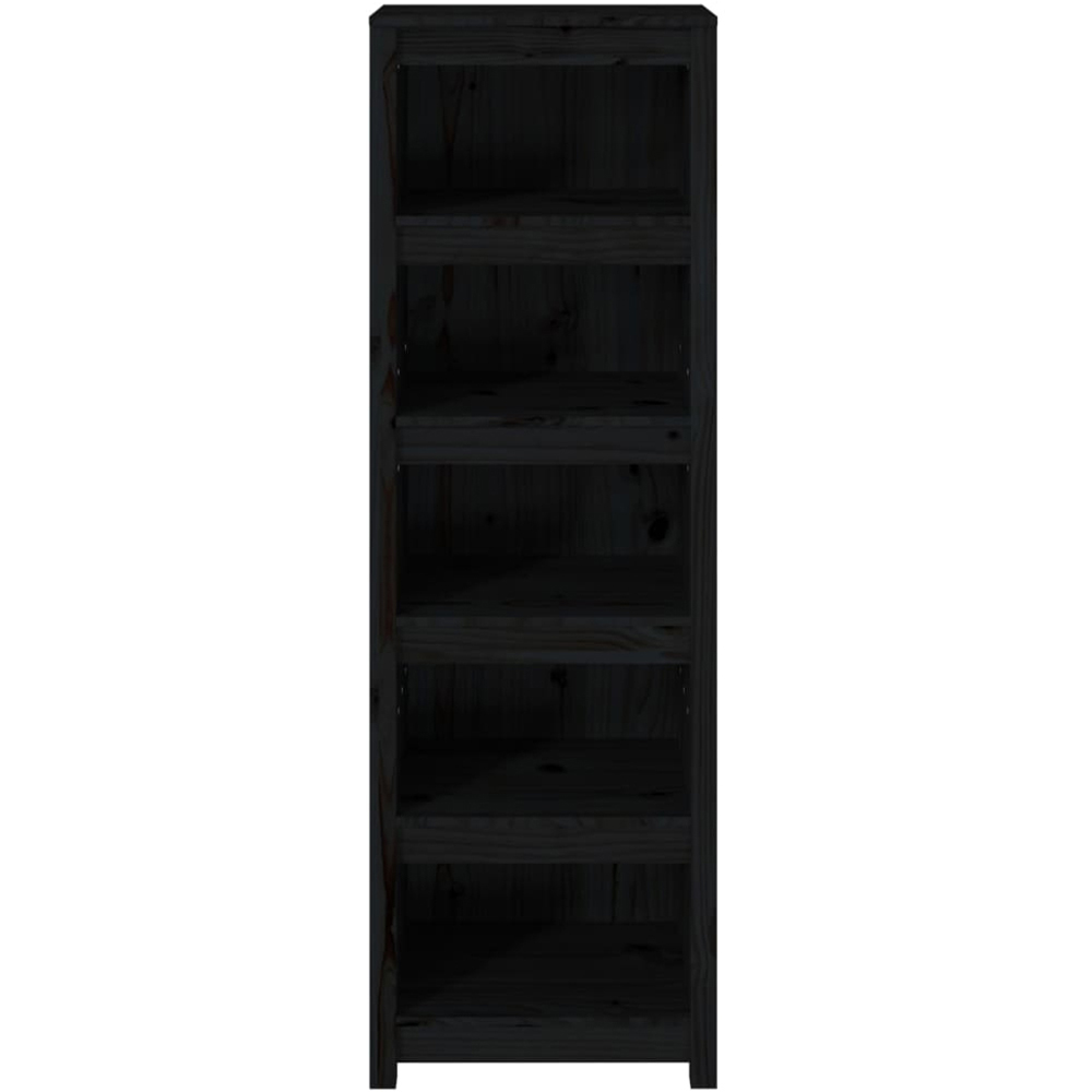 vidaXL 5 Shelf Black Solid Pine Wood Bookcase Image 3