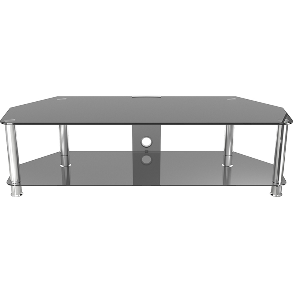 AVF Classic 2 Shelf Black and Chrome Glass Corner TV Unit Image 3