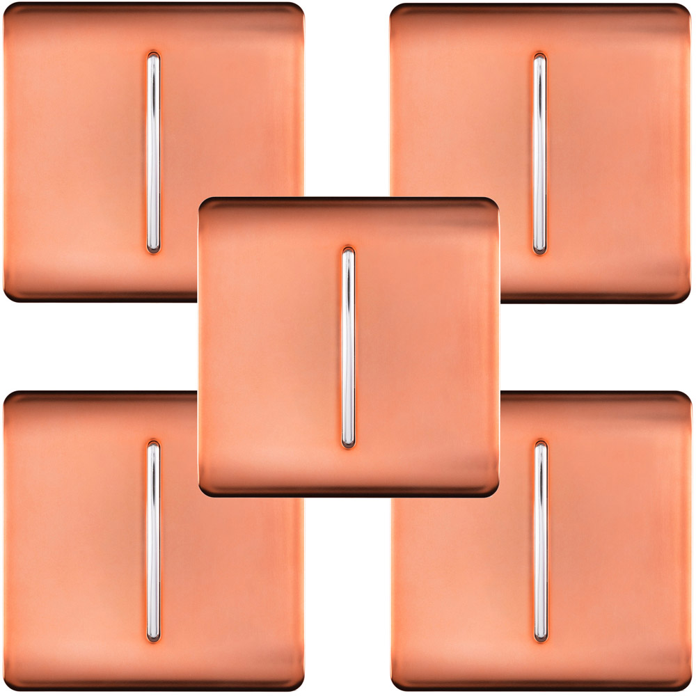 Trendi Switch 1 Gang 1 or 2 Way Copper Rocker Light Switch 5 Pack Image 1