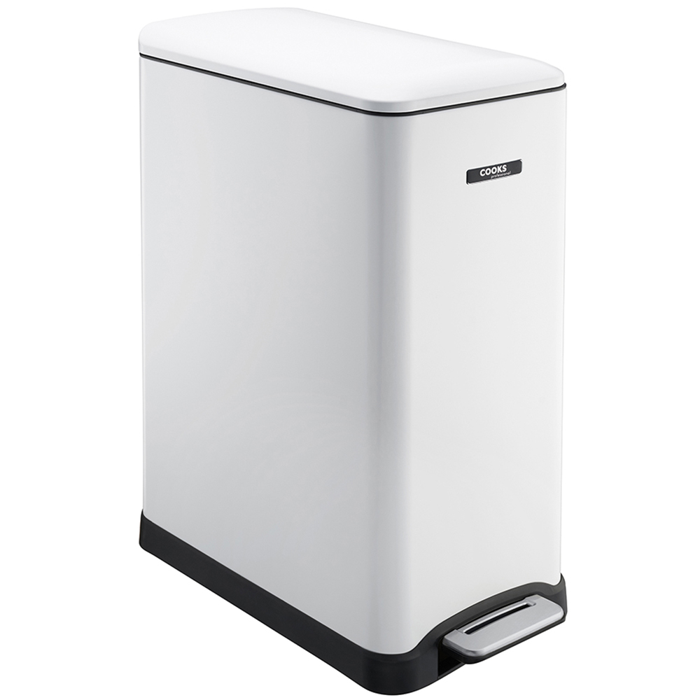 Cooks Professional Dual Recycle Slim Line Pedal Bin White 50L Image 1