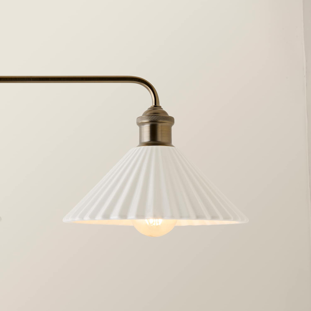 ValueLights Burford White Ceramic Shade 3 Drop Diner Bar LED Ceiling Pendant Light with Bulb Image 3