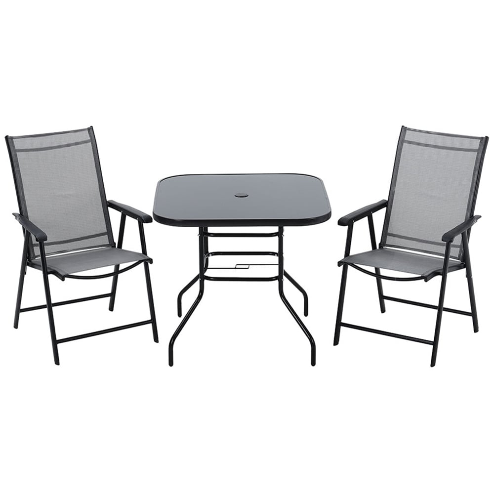 Living and Home Foldable 2 Seater Black Square Patio Set Image 2