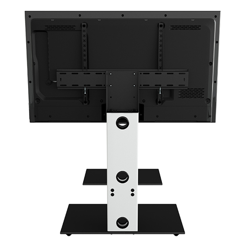 AVF Lesina Satin White and Black Glass Pedestal TV Unit Image 9