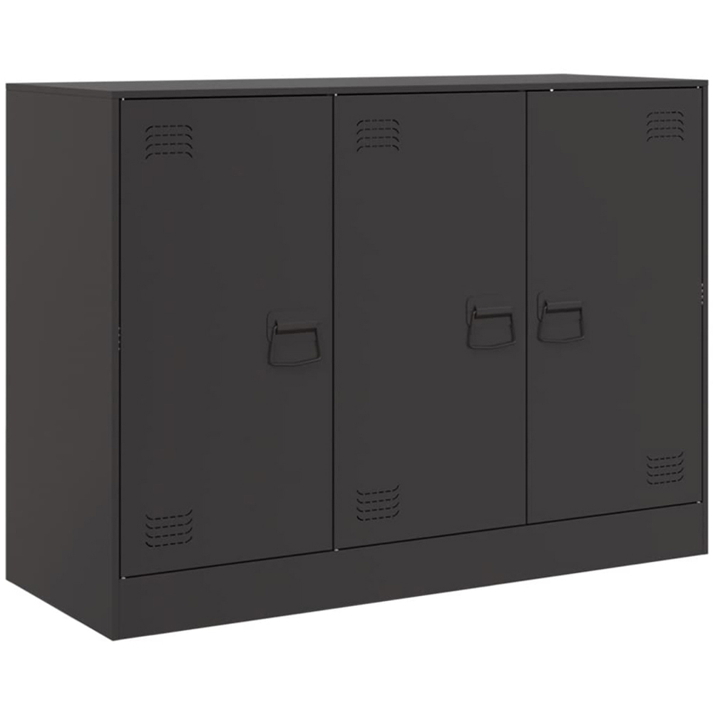 vidaXL 3 Door Black Metal Sideboard Image 2