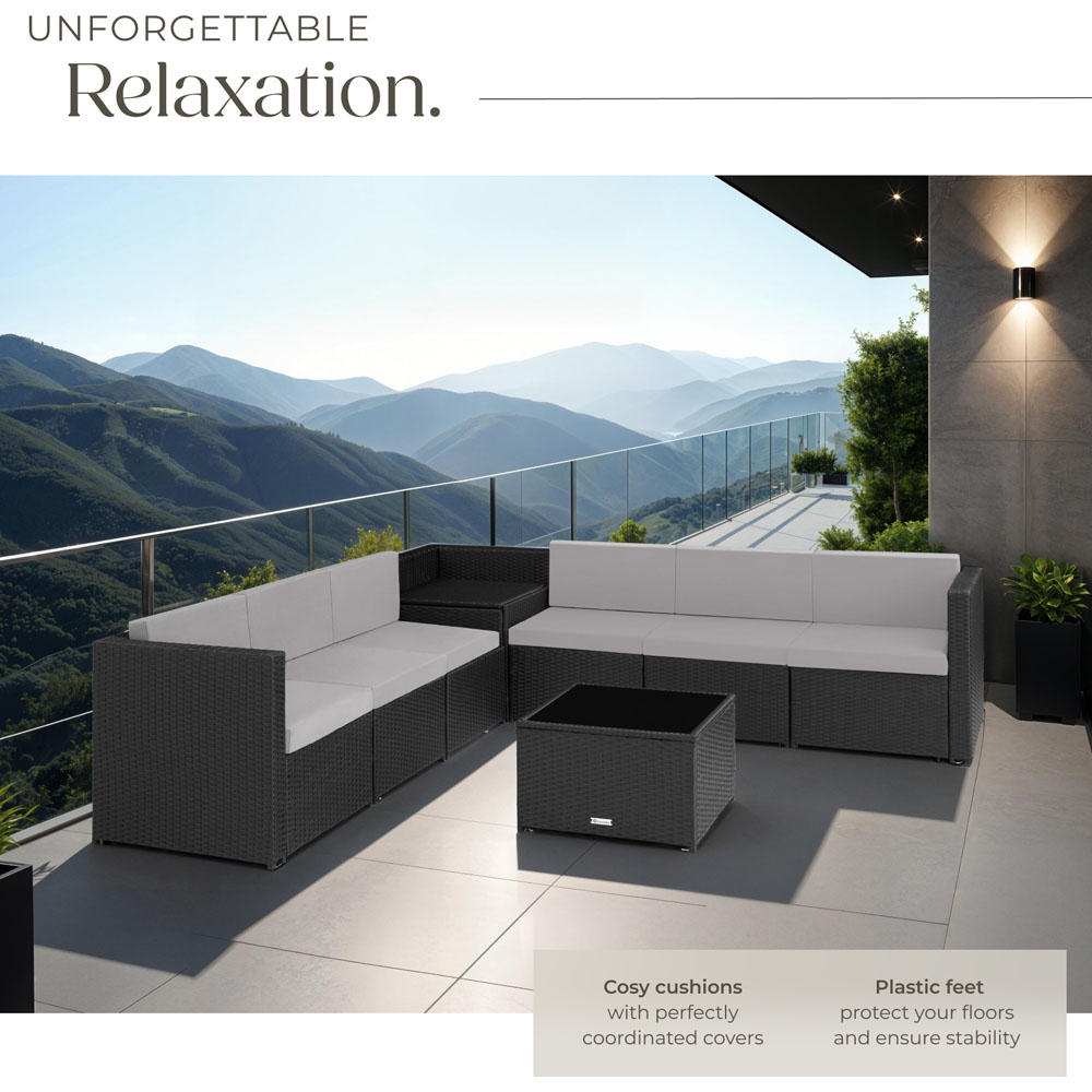 tectake Verona Black Polyrattan Rattan Furniture Garden Set Image 4