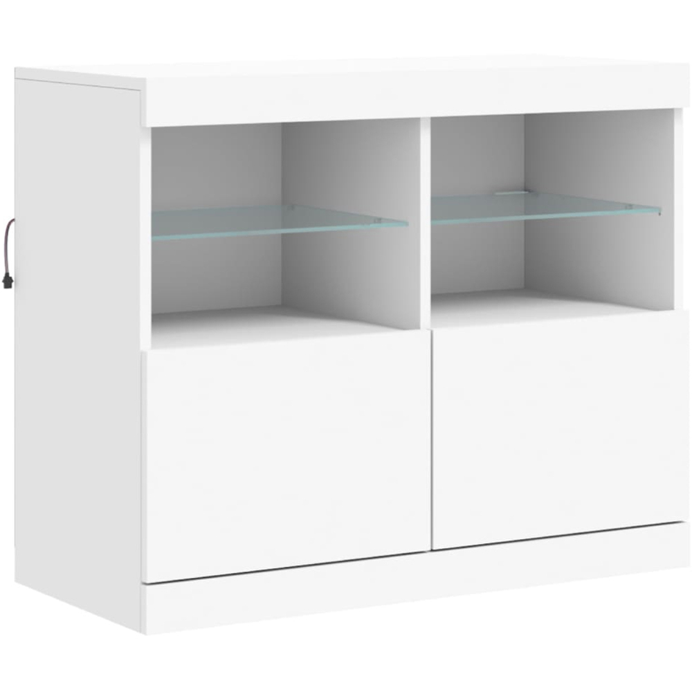 vidaXL 4 Door 4 Shelf White LED Sideboard Image 2