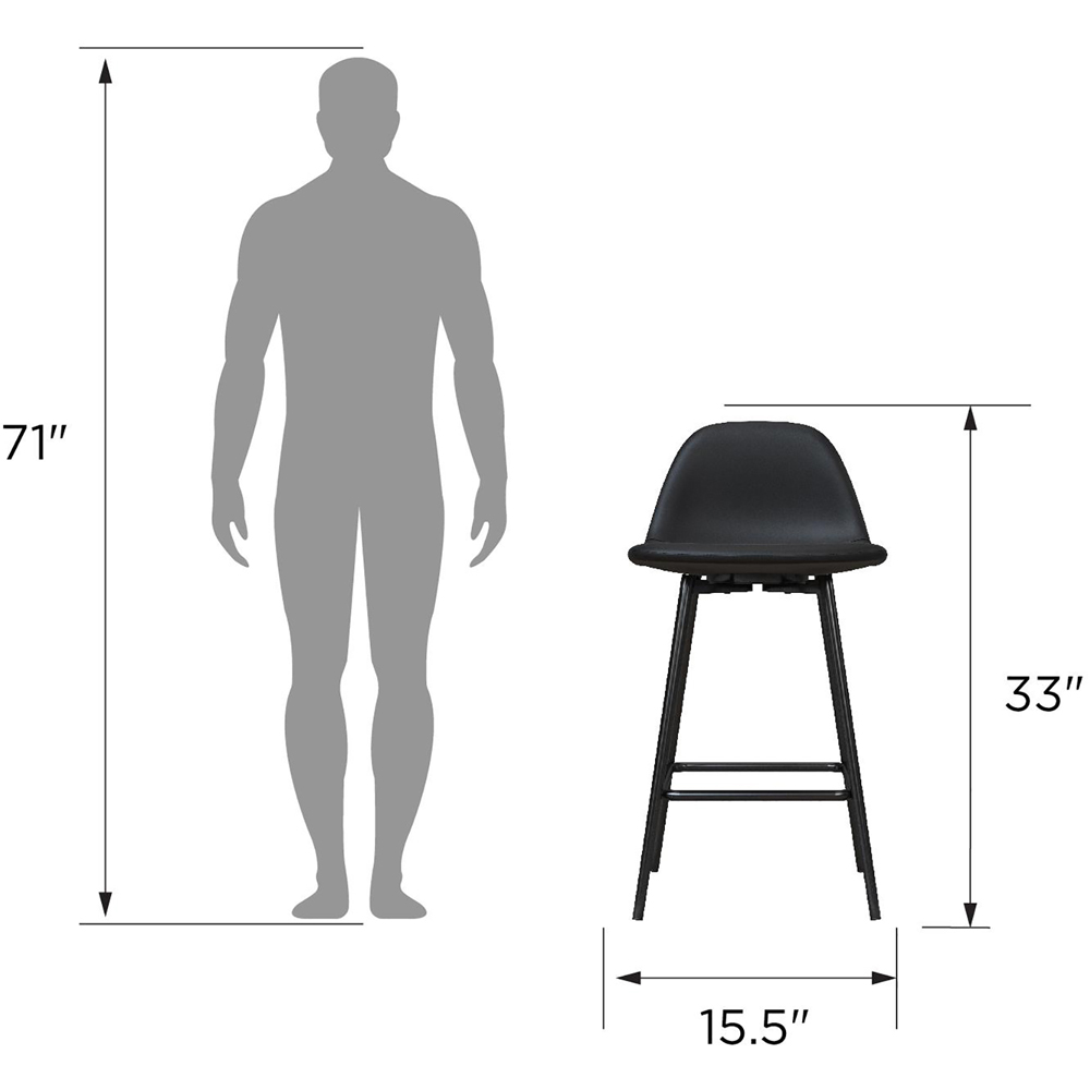 Dorel Calvin Black Upholstered Counter Stool Image 9