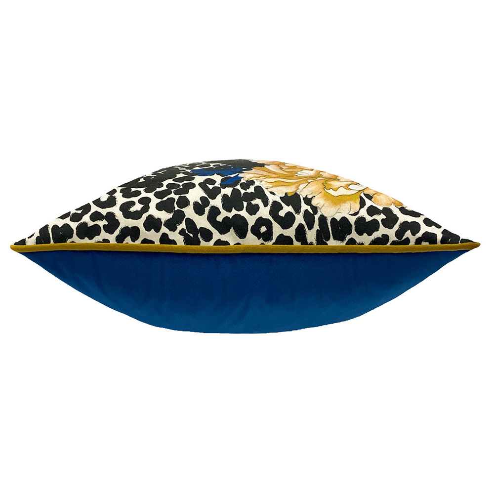 furn. Serpentine Ochre and Blue Animal Print Cushion Image 4