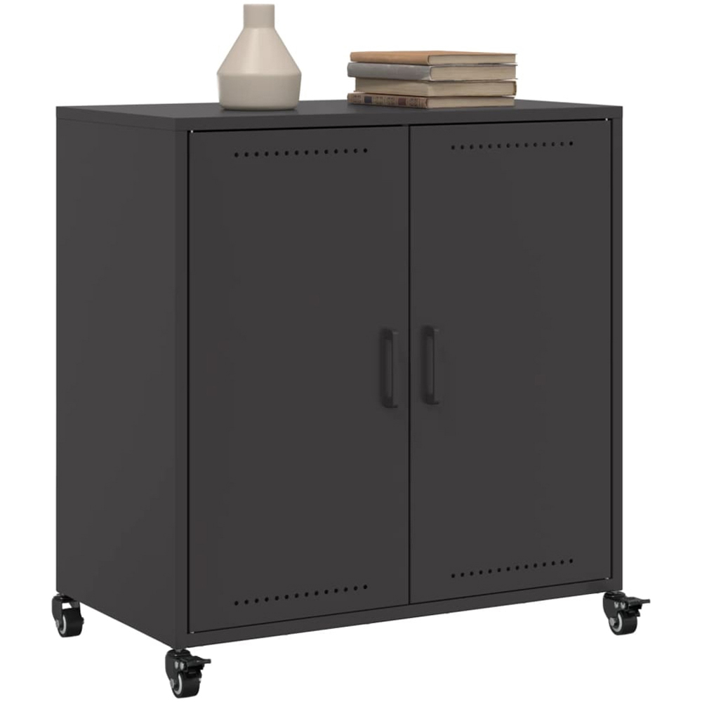vidaXL 2 Door Black Steel Sideboard Image 4