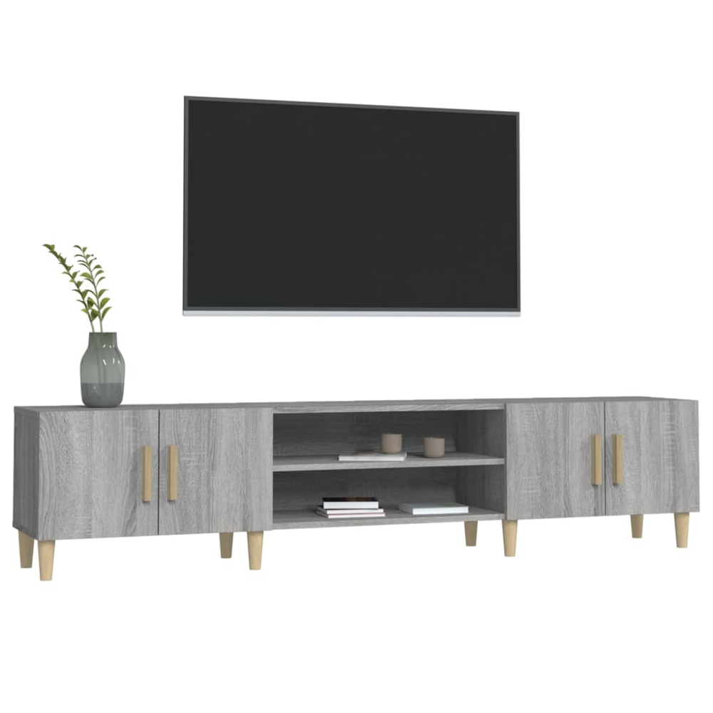 vidaXL 4 Door 2 Shelf Grey Sonoma TV Cabinet Image 4