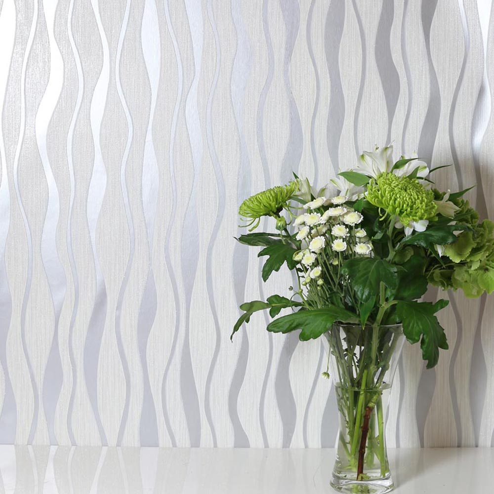 Arthouse Metallic Grey Wave Wallpaper Image 3
