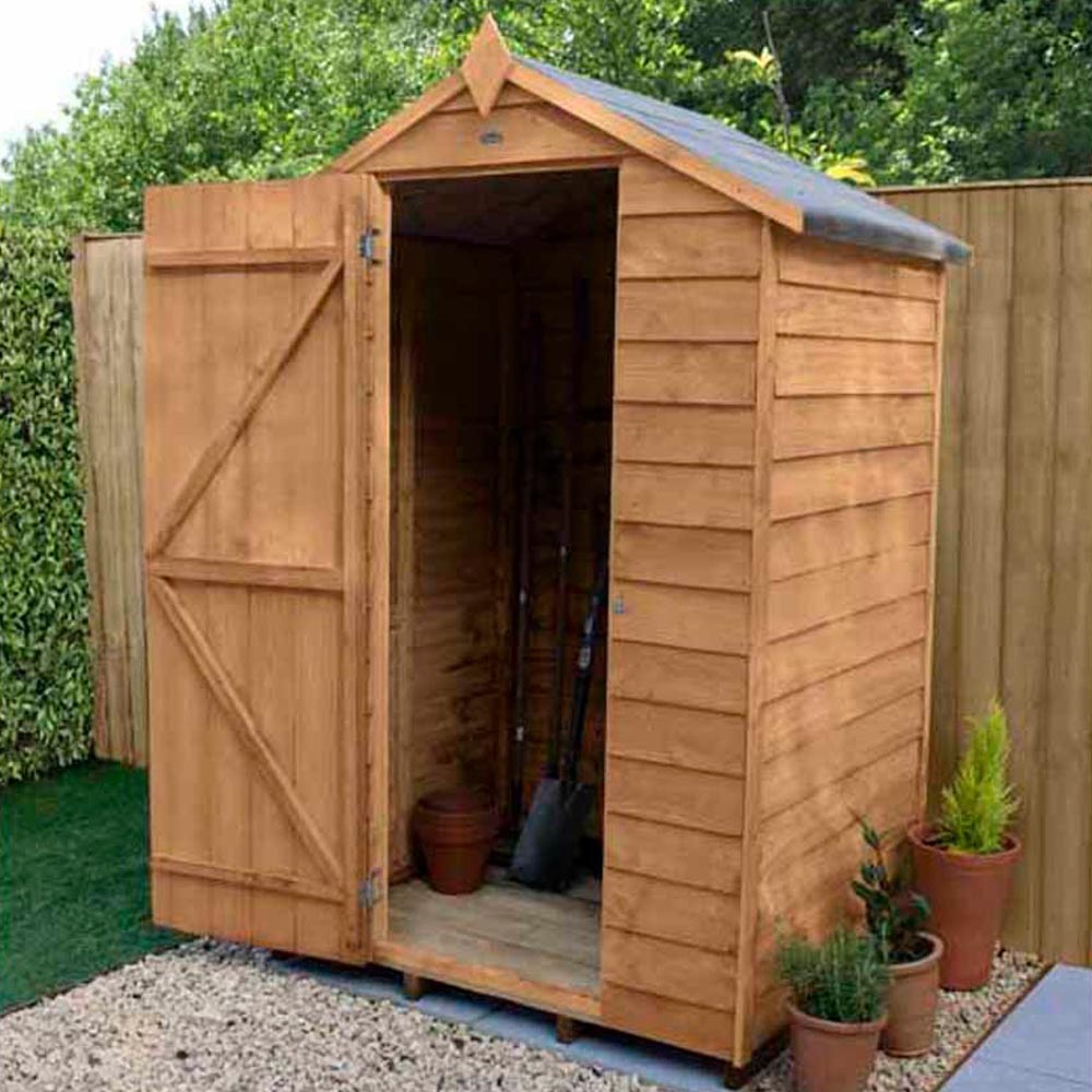 Forest Garden 4 x 3ft Windowless Overlap Dip Treated Apex Garden Shed Image 2