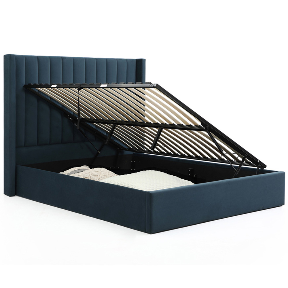 Atticus King Ink Velvet Ottoman Bed Image 5
