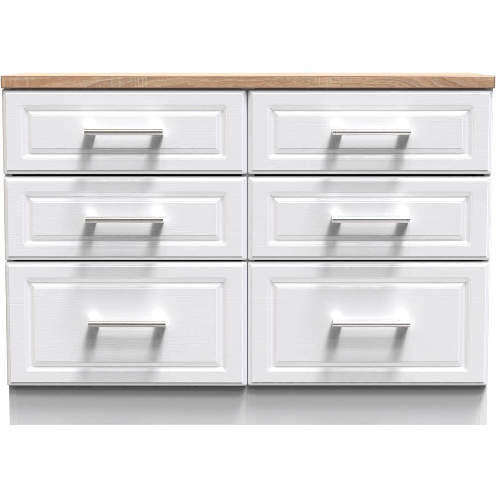 Crowndale Kent 6 Drawer White Ash and Modern Oak Midi Chest of Drawers Image 3