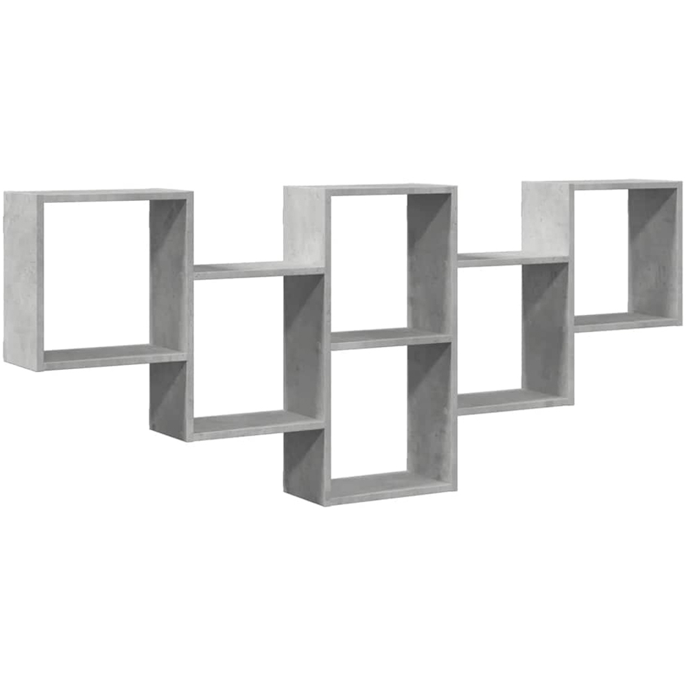 vidaXL 7 Shelf Concrete Grey Floating Wall Shelf Image 1