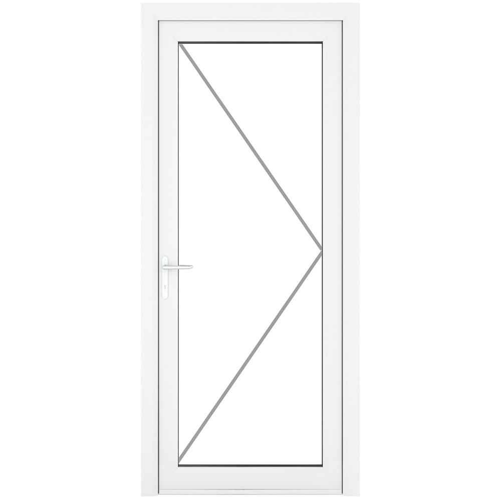 Crystal uPVC Double Glazed White Door Full Glass Right hand Clear Glass 890x2090mm Image 2