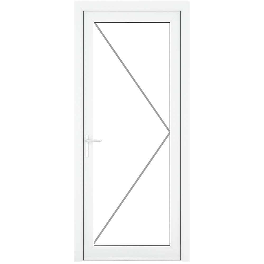 Crystal uPVC Double Glazed White Door Full Glass Right hand Clear Glass 840x2090mm Image 2