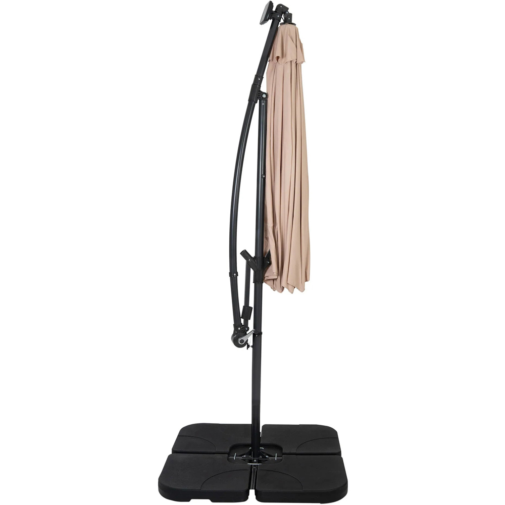 MonsterShop Beige LED Cantilever Parasol with Square Base 3m Image 3