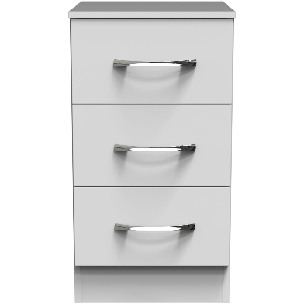 Crowndale Avon 3 Drawer Matt White Bedside Cabinet Ready Assembled Image 2