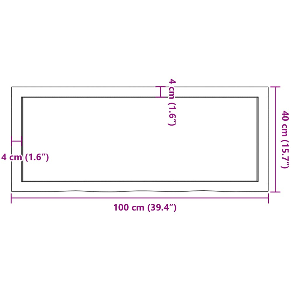 vidaXL 100 x 40 x 6cm Dark Brown Treated Solid Wood Oak Wall Shelf Image 9