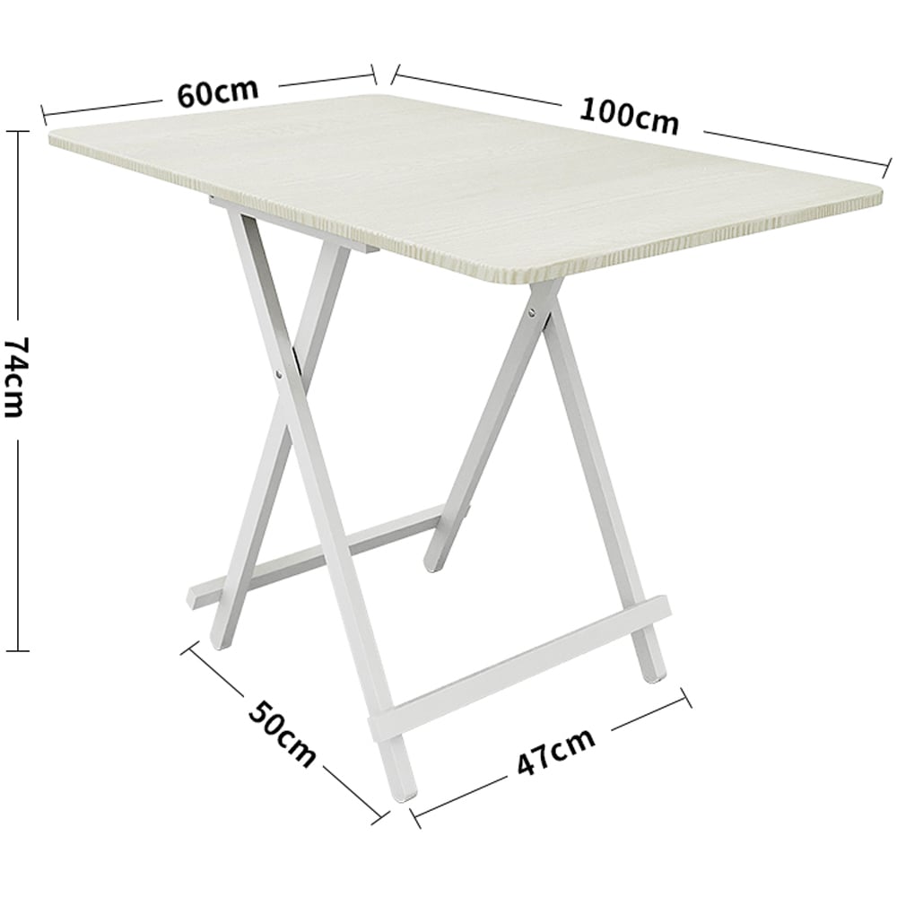 Living and Home 4 Seater Foldable Wooden Dining Table White Image 9