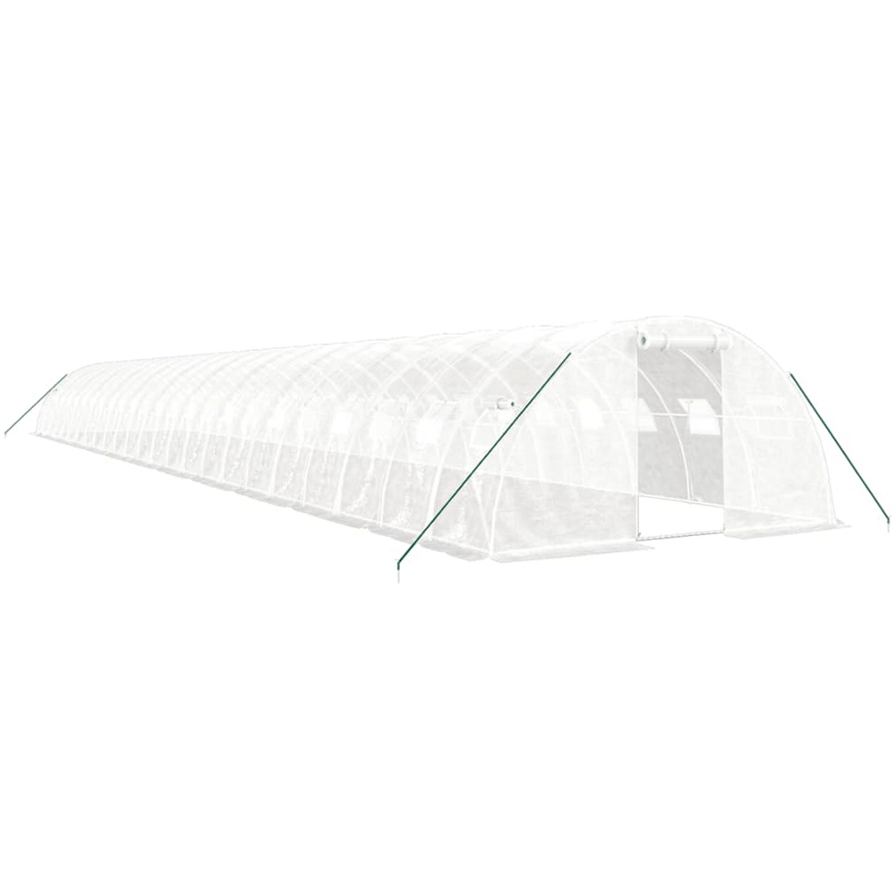 vidaXL White Polyethylene Galvanised Steel Frame 78.4 x 13.1ft Greenhouse Image 1