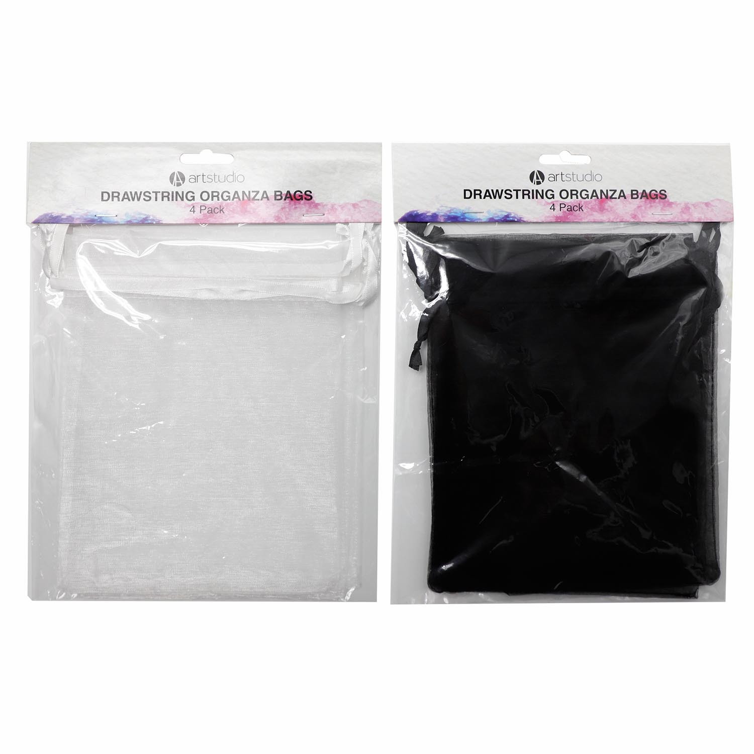 Pack of Four Art Studio Drawstring Organza Bags Image