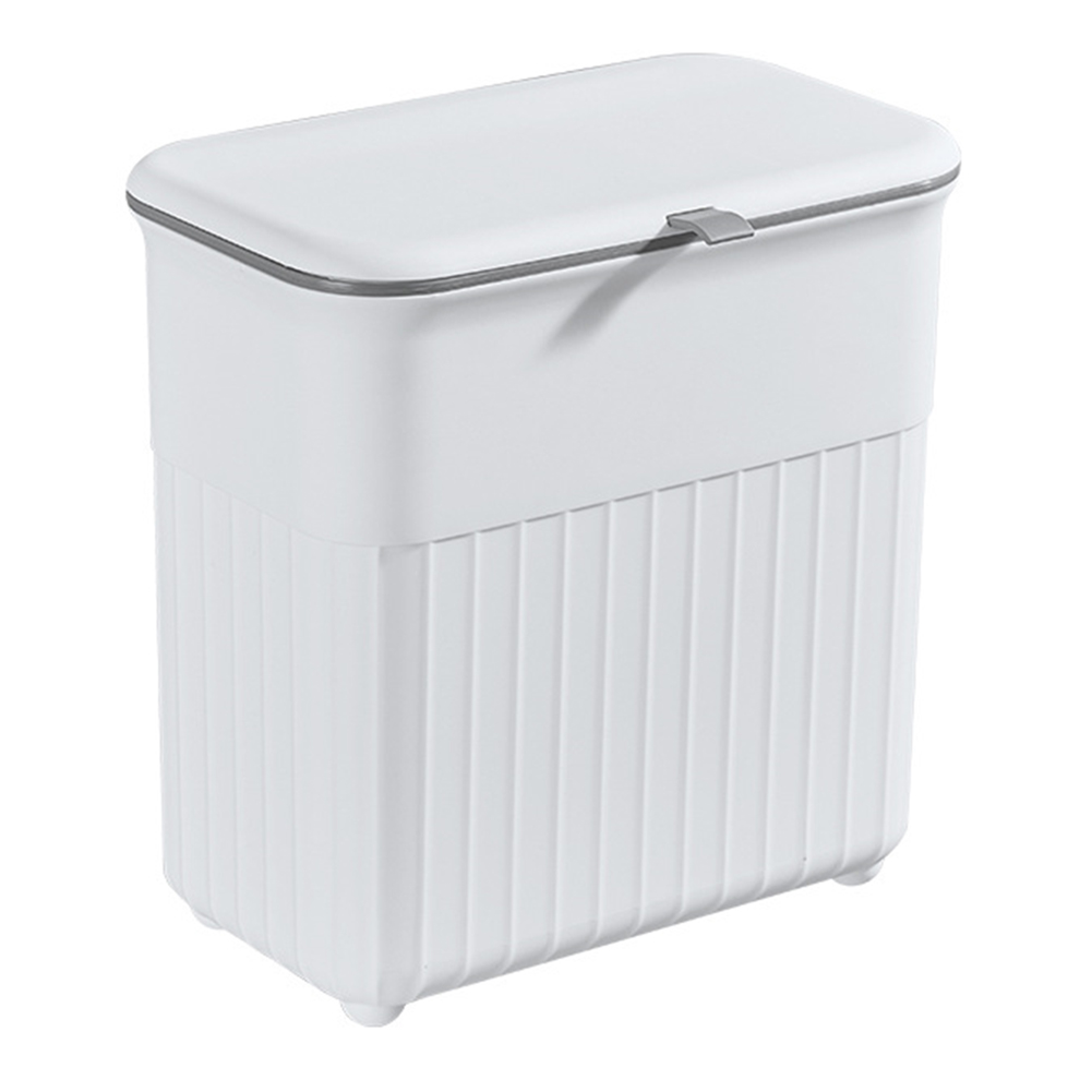 Living and Home Kitchen Trash Can with Lid White Image 1