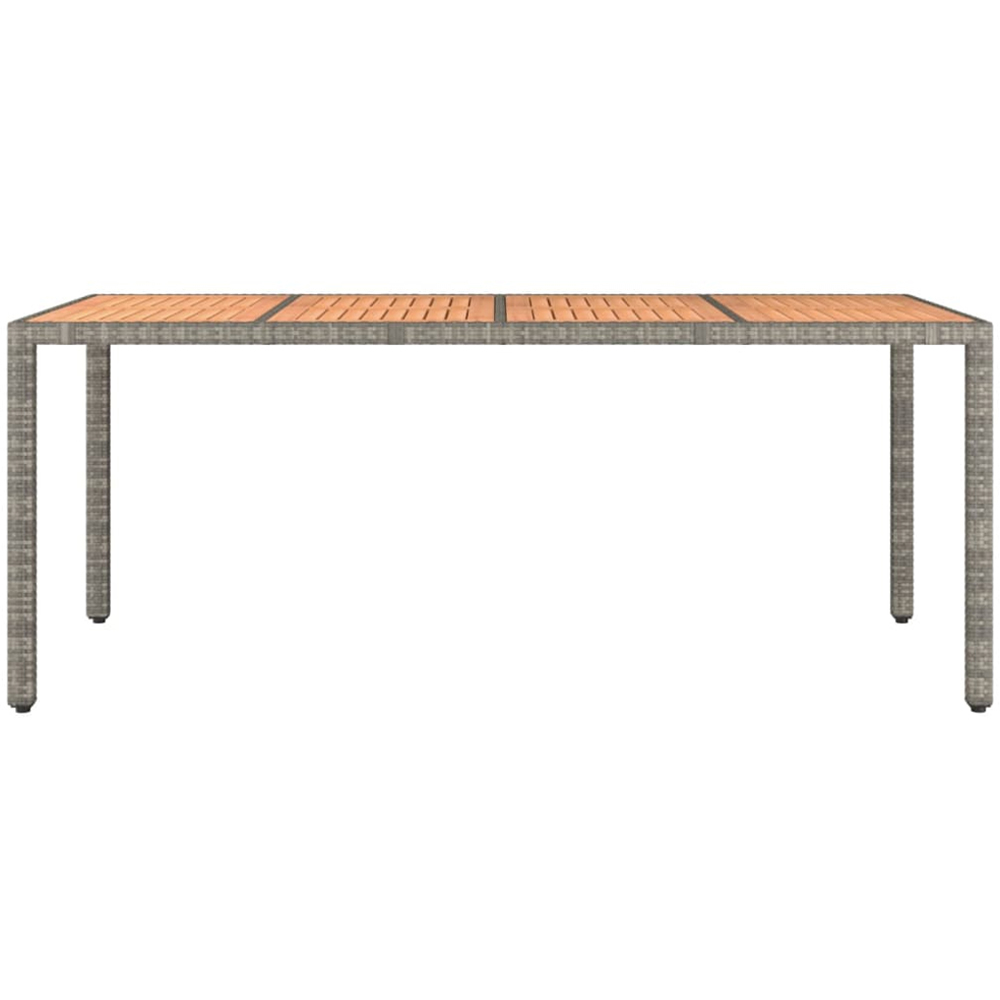 vidaXL 6 Seater Grey Polyrattan and Solid Wood Acacia Tabletop Garden Table Image 3