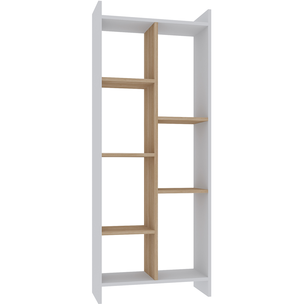 Decorotika Eden 7 Shelf White and Oak Freestanding Bookcase Image 2