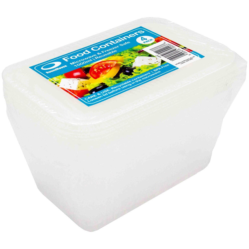 RoundHouse Plastic Food Container 1000ml 4 Pack Image 2