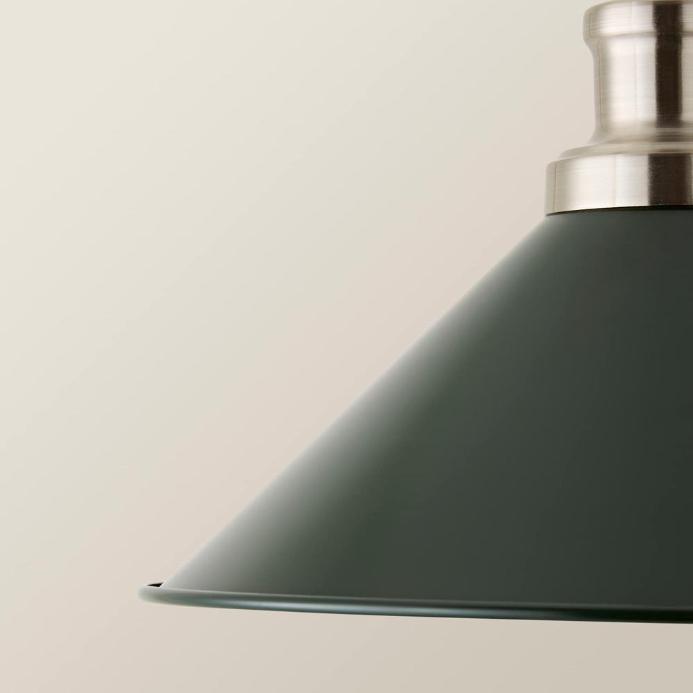 ValueLights Forest Green Tapered Metal Shade with Rolled Edge and Metallic Fitting Image 4