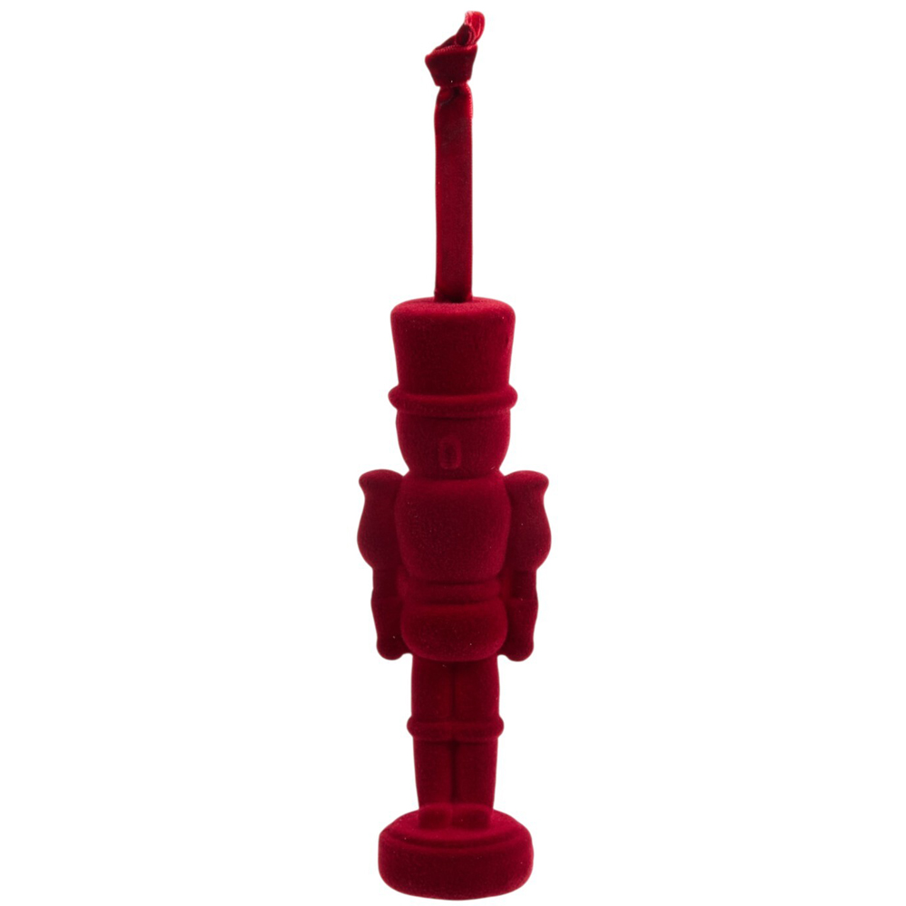 Pack of 4 Flocked Nutcracker Decorations Burgundy Image 1