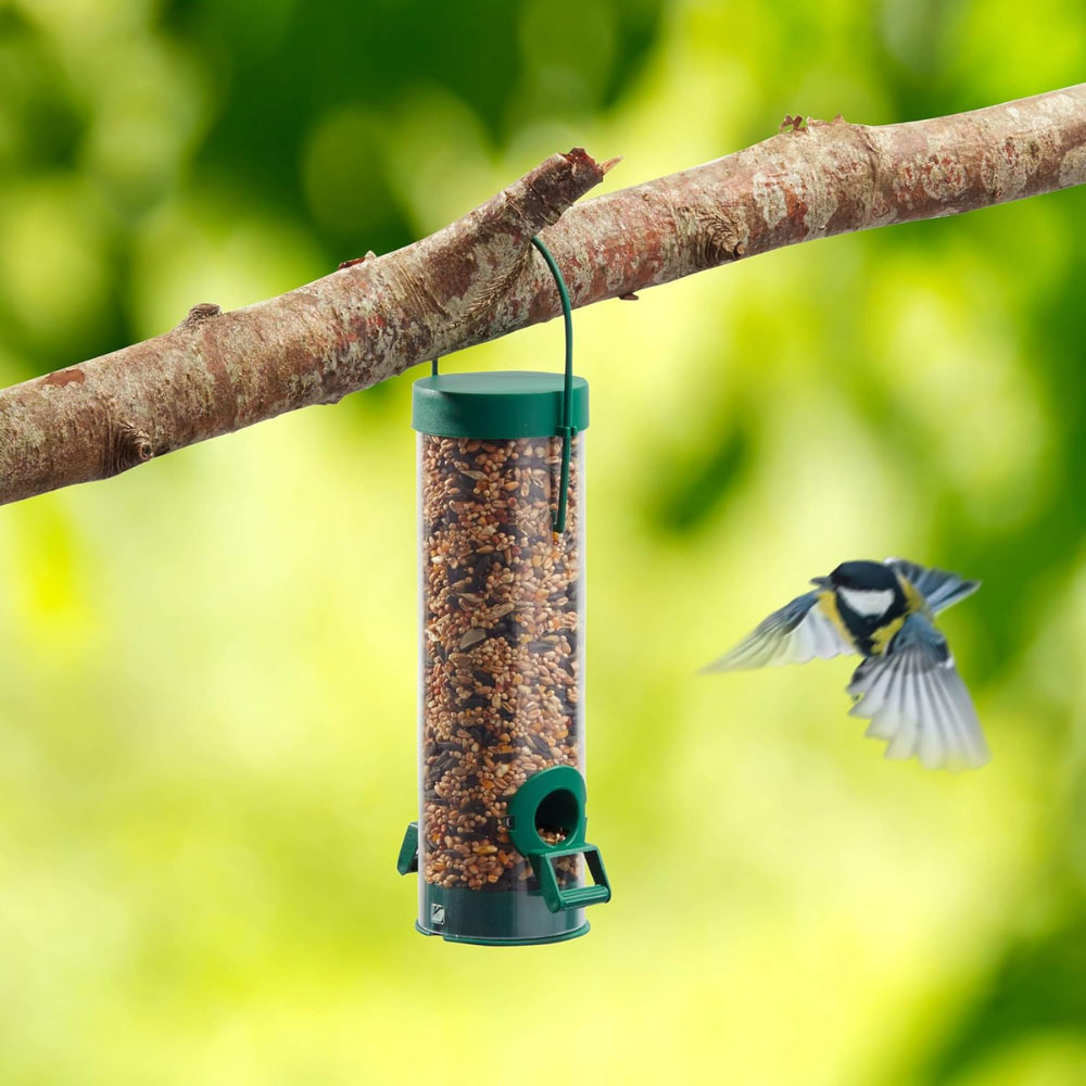 Happy Beaks Supa 2 Port Plastic Hanging Wild Bird Feeder with Tray Image 2