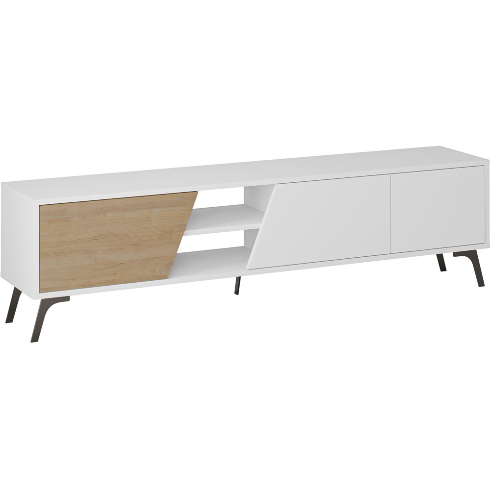 Decortie Fiona 3 Door 2 Shelf Oak and White TV Unit Image 2