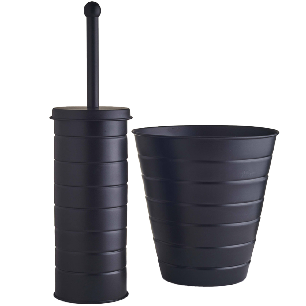 OurHouse Black Toilet Brush and Bin Image 1