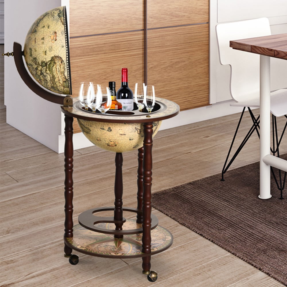 Portland Globe Brown Cream Drinks Cabinet Image 2