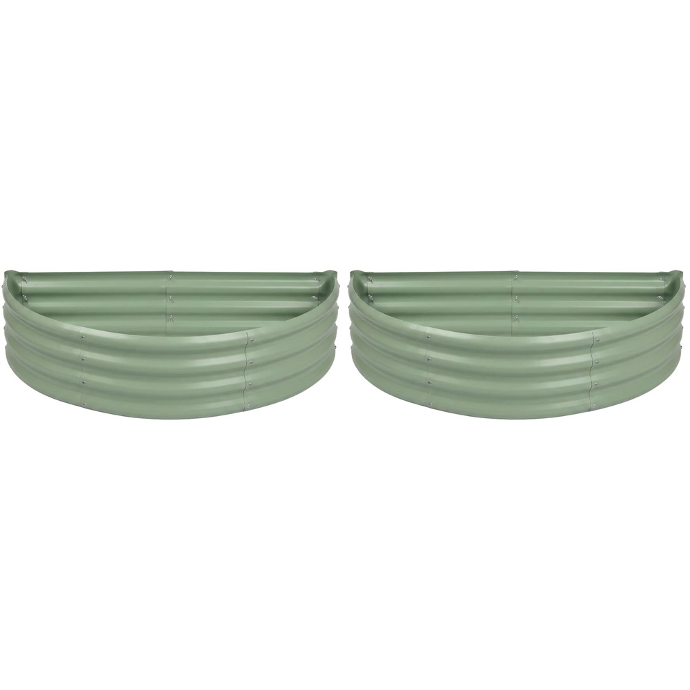 Harbour Housewares Green Semicircle Galvanised Steel Raised Garden Bed 120 x 60cm 2 Pack Image 1