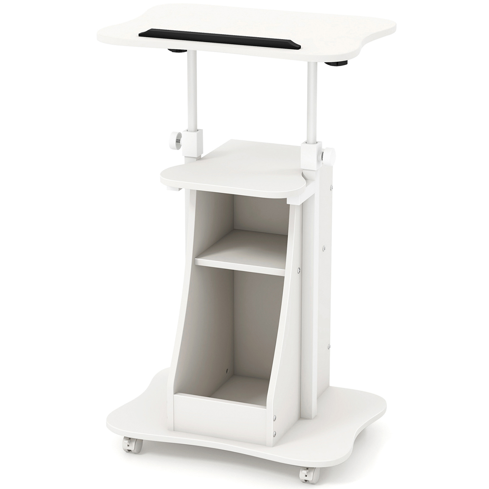 Costway Height Adjustable Laptop Desk with Wheels White Image 2