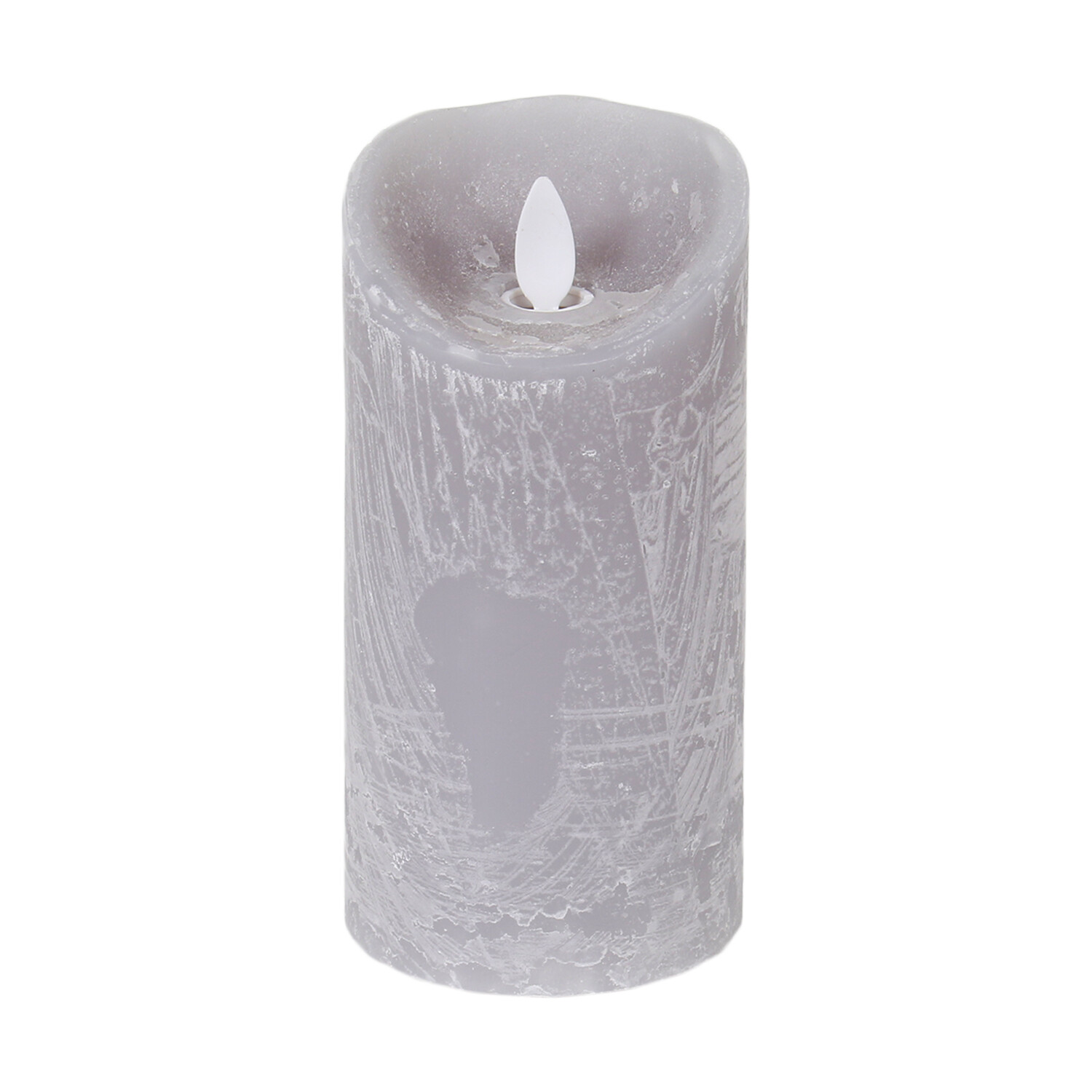 Suede Effect Pillar Candle - Grey / 15cm Image 1